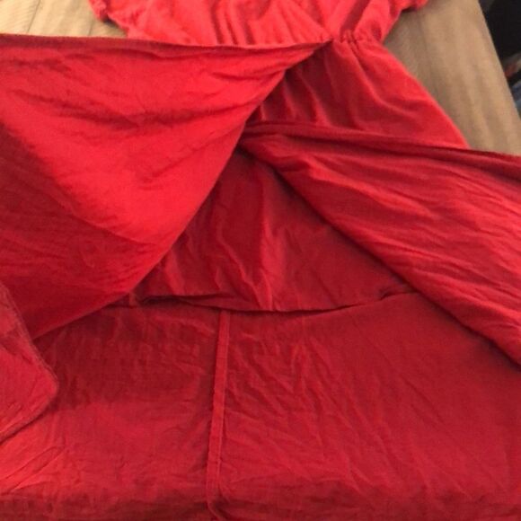 Belted Red Faux Wrap Dress with Pockets Vacation or Beach 🏖 by Universal Thread - Picture 9 of 17